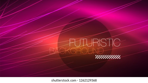 Digital technology abstract background - neon geometric design. Abstract glowing lines. Colorful techno vector background. Futuristic shape.