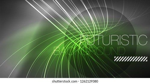 Digital technology abstract background - neon geometric design. Abstract glowing lines. Colorful techno vector background. Futuristic shape.