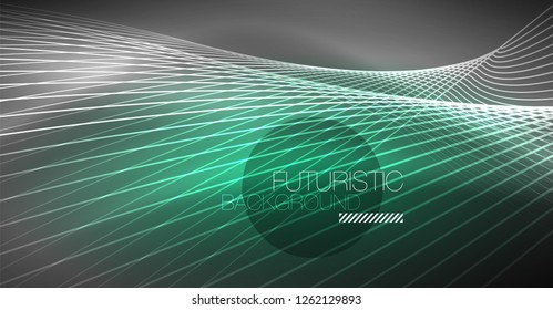 Fondo abstracto de tecnología digital - diseño geométrico neón. Resumen de líneas brillantes. Fondo del vector tecno colorido. Forma futurista.