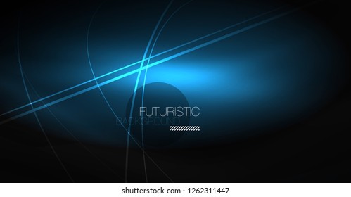 Digital technology abstract background - neon geometric design. Abstract glowing lines. Colorful techno vector background. Futuristic shape.