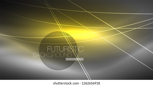 Digital technology abstract background - neon geometric design. Abstract glowing lines. Colorful techno vector background. Futuristic shape.