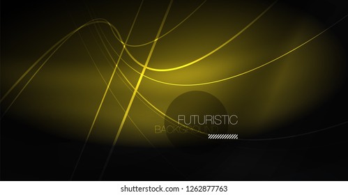 Abstrakter Hintergrund der Digitaltechnik - neongeometrisches Design. Abstrakte leuchtende Linien. Farbiger Techno-Vektorhintergrund. Futuristische Form.