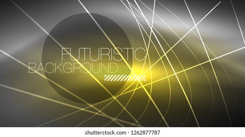Fondo abstracto de tecnología digital - diseño geométrico neón. Resumen de líneas brillantes. Fondo del vector tecno colorido. Forma futurista.