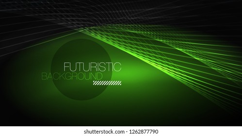 Digital technology abstract background - neon geometric design. Abstract glowing lines. Colorful techno vector background. Futuristic shape.