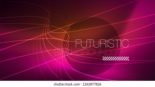 Fondo abstracto de tecnología digital - diseño geométrico neón. Resumen de líneas brillantes. Fondo del vector tecno colorido. Forma futurista.