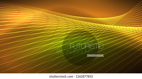 Digital technology abstract background - neon geometric design. Abstract glowing lines. Colorful techno vector background. Futuristic shape.