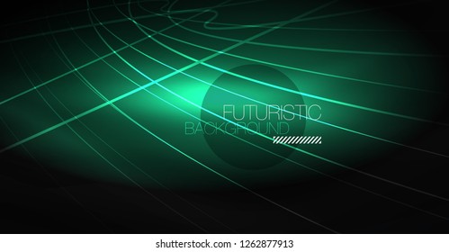 Digital technology abstract background - neon geometric design. Abstract glowing lines. Colorful techno vector background. Futuristic shape.