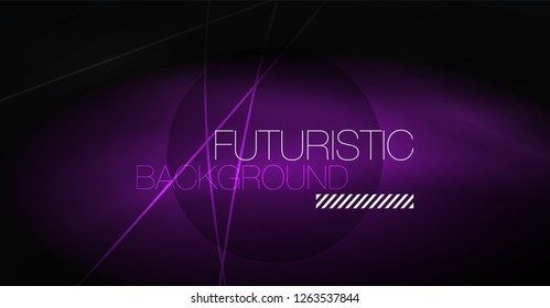 Digital technology abstract background - neon geometric design. Abstract glowing lines. Colorful techno vector background. Futuristic shape.