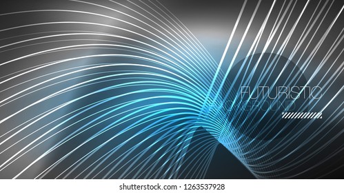 Digital technology abstract background - neon geometric design. Abstract glowing lines. Colorful techno vector background. Futuristic shape.