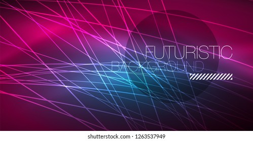 Abstrakter Hintergrund der Digitaltechnik - neongeometrisches Design. Abstrakte leuchtende Linien. Farbiger Techno-Vektorhintergrund. Futuristische Form.