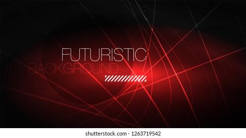 Digital technology abstract background - neon geometric design. Abstract glowing lines. Colorful techno vector background. Futuristic shape.