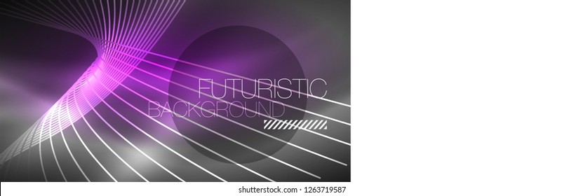 Fondo abstracto de tecnología digital - diseño geométrico neón. Resumen de líneas brillantes. Fondo del vector tecno colorido. Forma futurista.