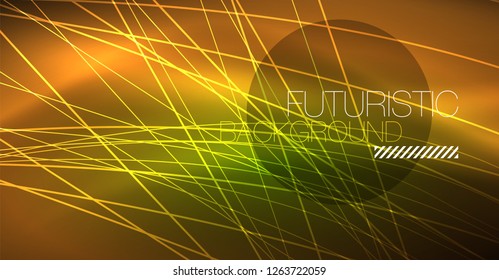 Digital technology abstract background - neon geometric design. Abstract glowing lines. Colorful techno vector background. Futuristic shape.
