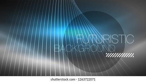 Abstrakter Hintergrund der Digitaltechnik - neongeometrisches Design. Abstrakte leuchtende Linien. Farbiger Techno-Vektorhintergrund. Futuristische Form.