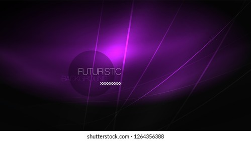 Fondo abstracto de tecnología digital - diseño geométrico neón. Resumen de líneas brillantes. Fondo del vector tecno colorido. Forma futurista.