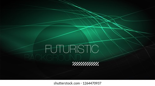 Fondo abstracto de tecnología digital - diseño geométrico neón. Resumen de líneas brillantes. Fondo del vector tecno colorido. Forma futurista.