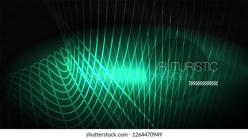 Fondo abstracto de tecnología digital - diseño geométrico neón. Resumen de líneas brillantes. Fondo del vector tecno colorido. Forma futurista.