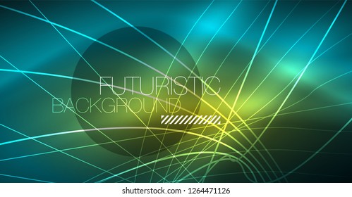 Fondo abstracto de tecnología digital - diseño geométrico neón. Resumen de líneas brillantes. Fondo del vector tecno colorido. Forma futurista.