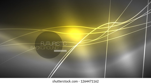 Digital technology abstract background - neon geometric design. Abstract glowing lines. Colorful techno vector background. Futuristic shape.