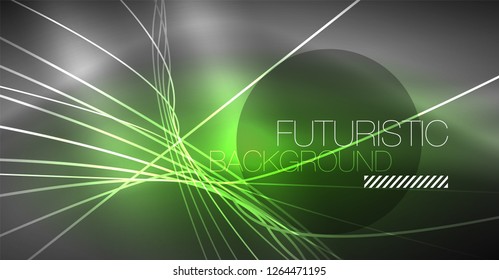 Abstrakter Hintergrund der Digitaltechnik - neongeometrisches Design. Abstrakte leuchtende Linien. Farbiger Techno-Vektorhintergrund. Futuristische Form.