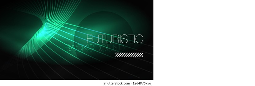 Digital technology abstract background - neon geometric design. Abstract glowing lines. Colorful techno vector background. Futuristic shape.