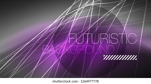 Digital technology abstract background - neon geometric design. Abstract glowing lines. Colorful techno vector background. Futuristic shape.