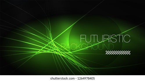 Digital technology abstract background - neon geometric design. Abstract glowing lines. Colorful techno vector background. Futuristic shape.