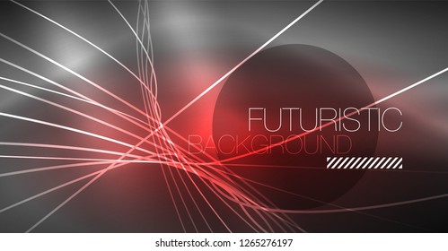 Digital technology abstract background - neon geometric design. Abstract glowing lines. Colorful techno vector background. Futuristic shape.