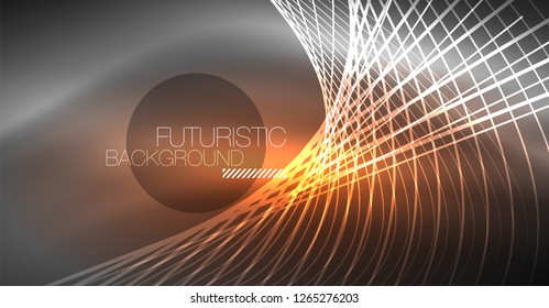 Digital technology abstract background - neon geometric design. Abstract glowing lines. Colorful techno vector background. Futuristic shape.
