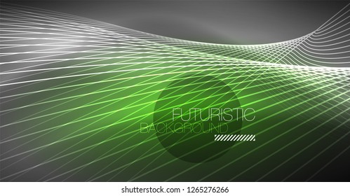 Digital technology abstract background - neon geometric design. Abstract glowing lines. Colorful techno vector background. Futuristic shape.
