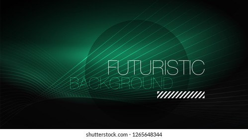 Digital technology abstract background - neon geometric design. Abstract glowing lines. Colorful techno vector background. Futuristic shape.