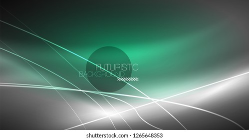 Digital technology abstract background - neon geometric design. Abstract glowing lines. Colorful techno vector background. Futuristic shape.