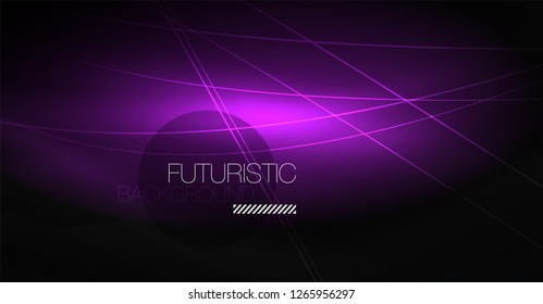 Tecnologia digital fundo abstrato - design geométrico neon. Linhas brilhantes abstratas. Fundo de vetor techno colorido. Forma futurista.