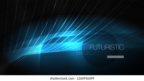 Digital technology abstract background - neon geometric design. Abstract glowing lines. Colorful techno vector background. Futuristic shape.
