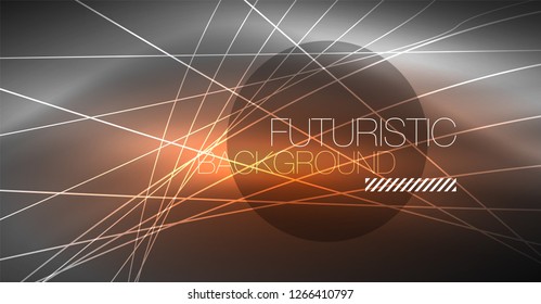 Digital technology abstract background - neon geometric design. Abstract glowing lines. Colorful techno vector background. Futuristic shape.