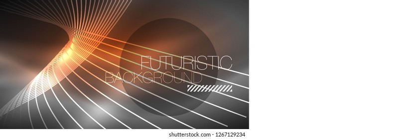 Digital technology abstract background - neon geometric design. Abstract glowing lines. Colorful techno vector background. Futuristic shape.