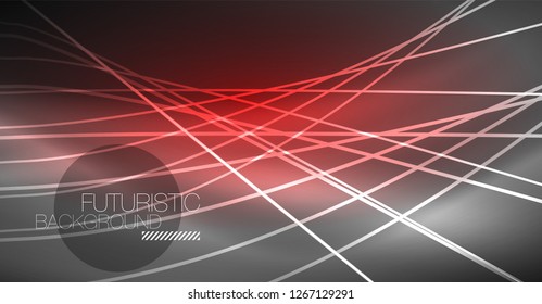 Digital technology abstract background - neon geometric design. Abstract glowing lines. Colorful techno vector background. Futuristic shape.