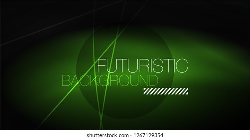Digital technology abstract background - neon geometric design. Abstract glowing lines. Colorful techno vector background. Futuristic shape.
