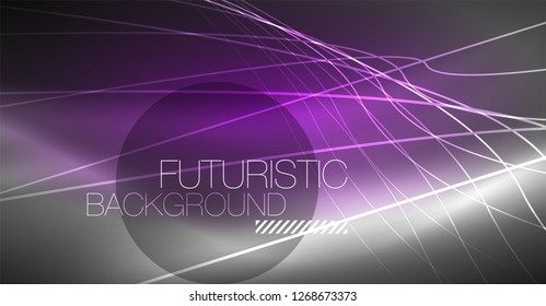 Digital technology abstract background - neon geometric design. Abstract glowing lines. Colorful techno vector background. Futuristic shape.