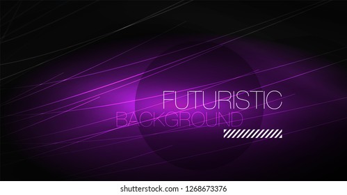Digital technology abstract background - neon geometric design. Abstract glowing lines. Colorful techno vector background. Futuristic shape.