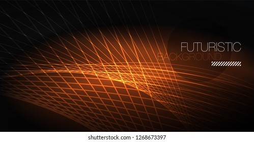 Digital technology abstract background - neon geometric design. Abstract glowing lines. Colorful techno vector background. Futuristic shape.