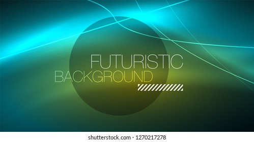 Digital technology abstract background - neon geometric design. Abstract glowing lines. Colorful techno vector background. Futuristic shape.