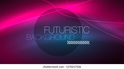 Digital technology abstract background - neon geometric design. Abstract glowing lines. Colorful techno vector background. Futuristic shape.