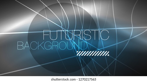 Digital technology abstract background - neon geometric design. Abstract glowing lines. Colorful techno vector background. Futuristic shape.