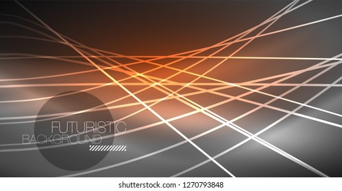 Digital technology abstract background - neon geometric design. Abstract glowing lines. Colorful techno vector background. Futuristic shape.