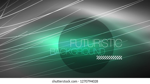 Digital technology abstract background - neon geometric design. Abstract glowing lines. Colorful techno vector background. Futuristic shape.