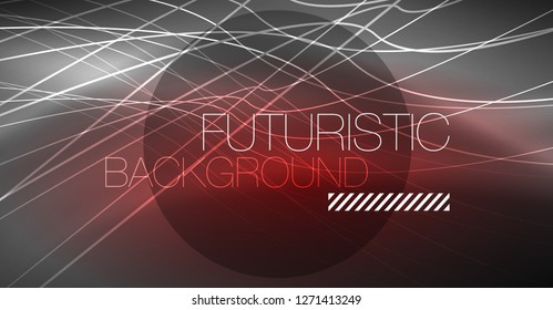 Digital technology abstract background - neon geometric design. Abstract glowing lines. Colorful techno vector background. Futuristic shape.