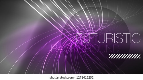 Digital technology abstract background - neon geometric design. Abstract glowing lines. Colorful techno vector background. Futuristic shape.