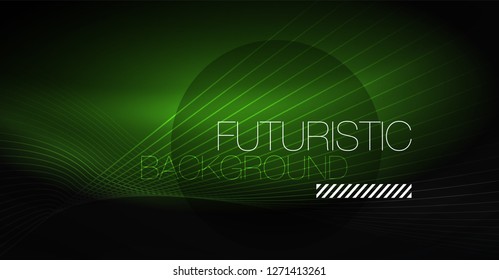 Digital technology abstract background - neon geometric design. Abstract glowing lines. Colorful techno vector background. Futuristic shape.