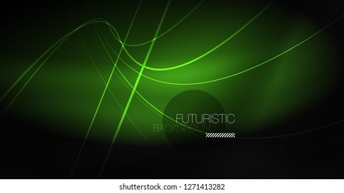 Fondo abstracto de tecnología digital - diseño geométrico neón. Resumen de líneas brillantes. Fondo del vector tecno colorido. Forma futurista.
